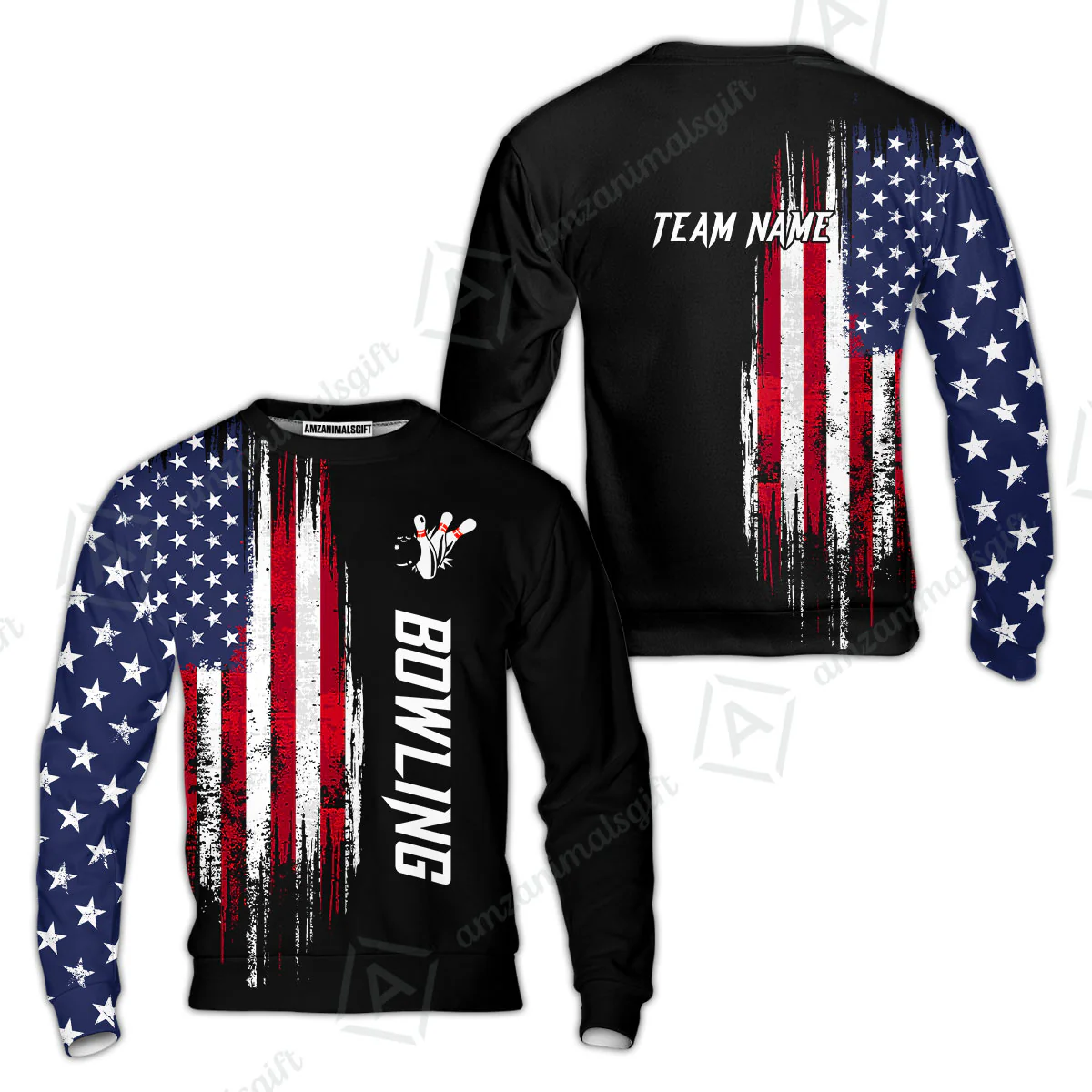 Personalized Polo American Flag Bowling Black Shirt, Bowling Jersey Shirt For Tournament Team Men Women Bowlers - Image 12