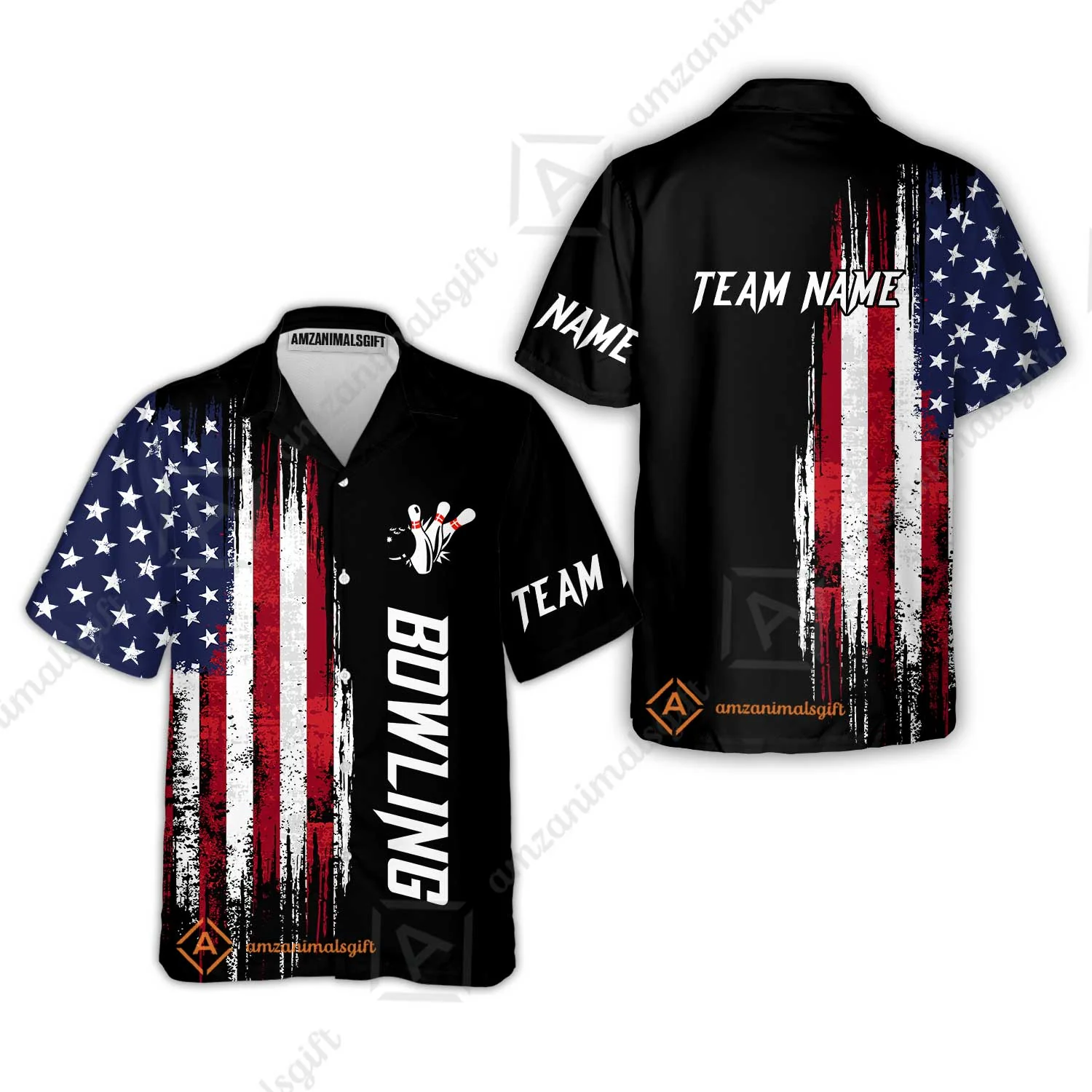 Personalized Polo American Flag Bowling Black Shirt, Bowling Jersey Shirt For Tournament Team Men Women Bowlers - Image 9