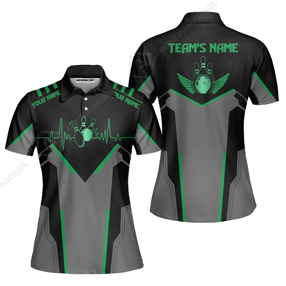 Personalized Polo Bowling Shirt Heartbeat And Esports Pattern Team Jersey Shirt For Men Women Bowlers - Image 4