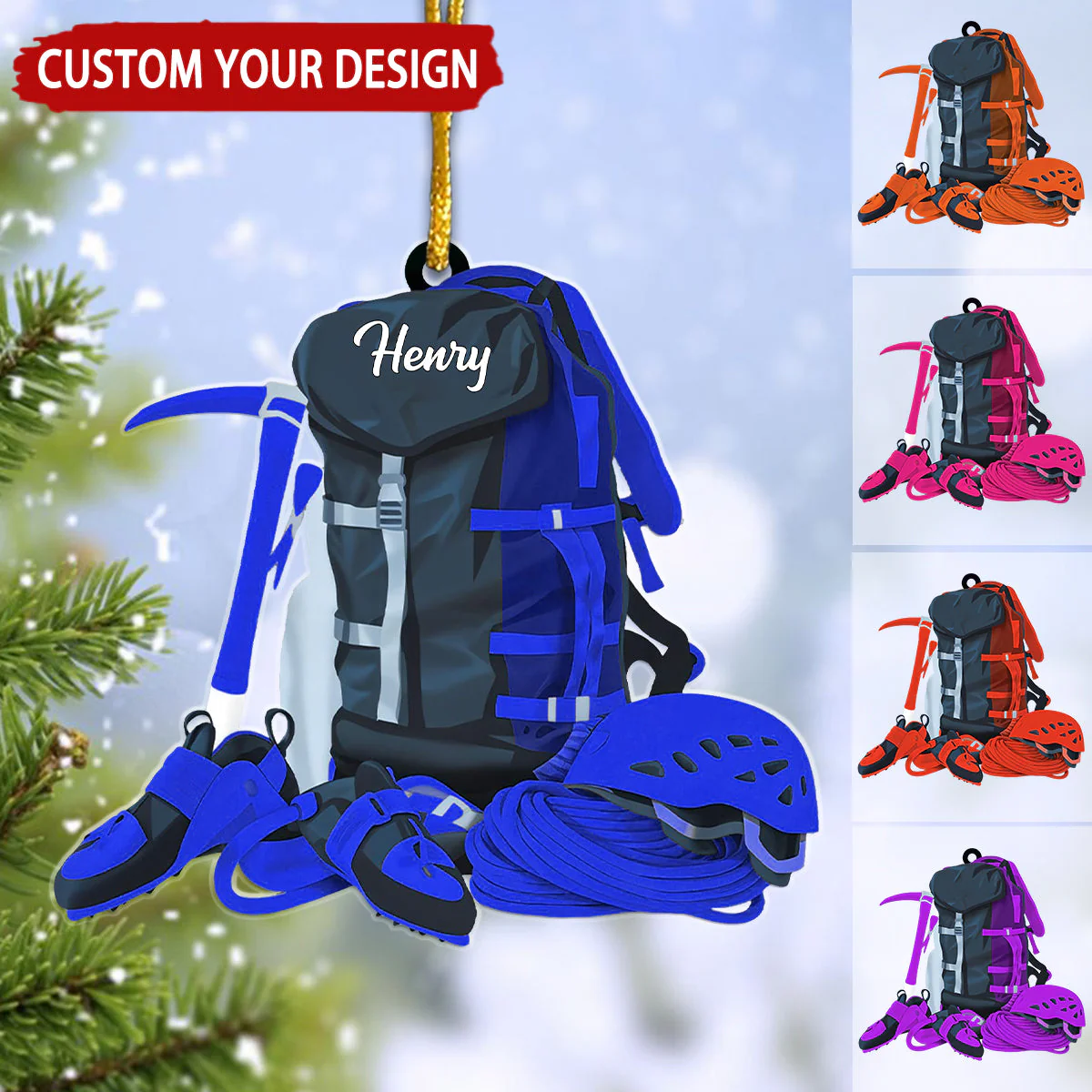 Personalized Rock Climbing Backpack Flat Acrylic Ornament, Meaningful Ornament Gifts For Rock Climbing Lovers, Friends - Image 2