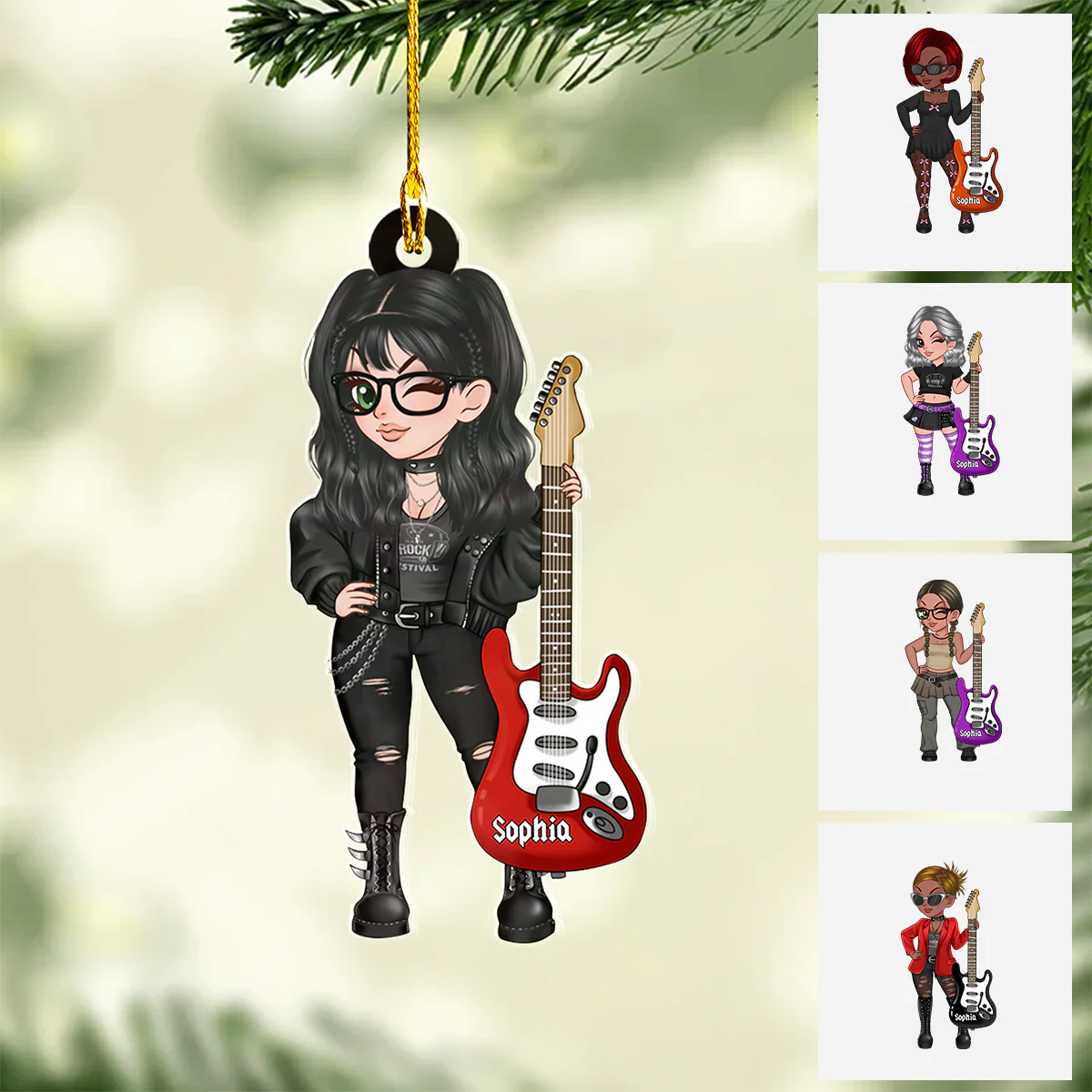 Personalized Rock Girl Women Flat Acrylic Ornament, Meaningful Ornament Gifts For Female Love Rock, Daughter, Granddaughter - Image 2