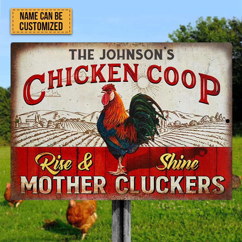 Personalized Rooster Chicken Coop Rise And Shine Metal Signs, Mother Cluckers Metal Signs For Farm House Decoration - Image 3