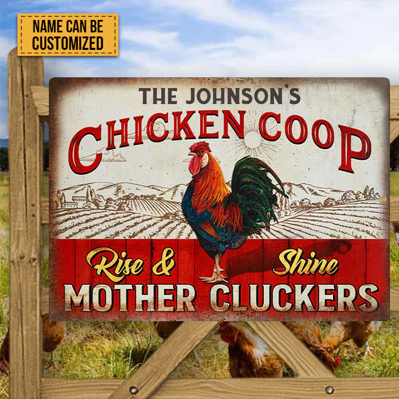 Personalized Rooster Chicken Coop Rise And Shine Metal Signs, Mother Cluckers Metal Signs For Farm House Decoration - Image 5