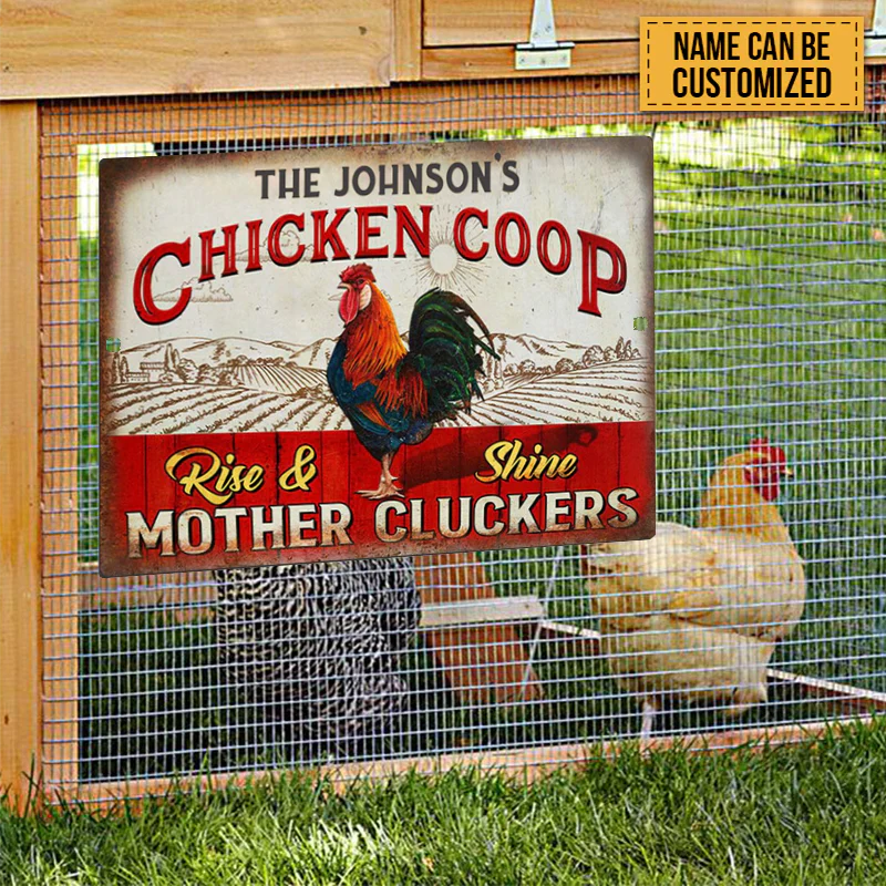 Personalized Rooster Chicken Coop Rise And Shine Metal Signs, Mother Cluckers Metal Signs For Farm House Decoration - Image 6