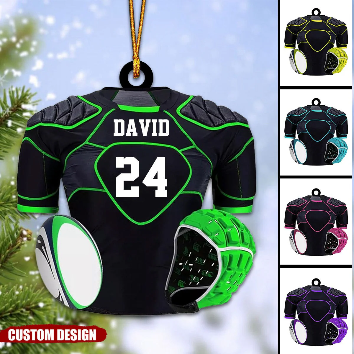 Personalized Rugby Gear Flat Acrylic Ornament, Meaningful Ornament Gifts For Rugby Players, Son, Grandson - Image 2