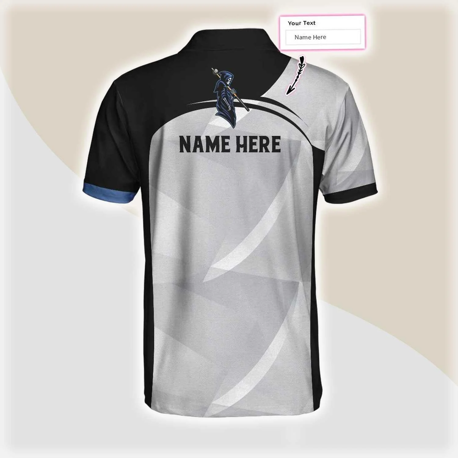 Personalized Skull 8 Ball Billiards Polo Shirt For Men, 8 Ball Skull Custom Name Men Polo Shirt, Custom Billiards Polo Shirt Gift For Billiards Lovers - Image 3