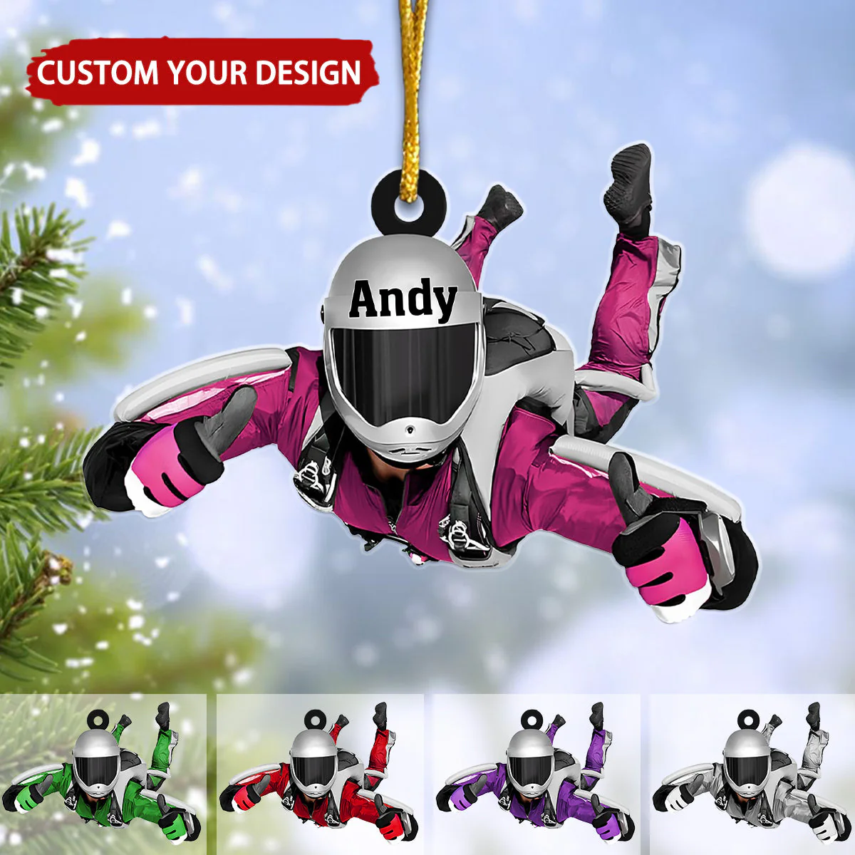 Personalized Skydiving Male Man Moment Flat Acrylic Ornament, Meaningful Ornament Gifts For Skydiving Extreme Sports Lover - Image 2