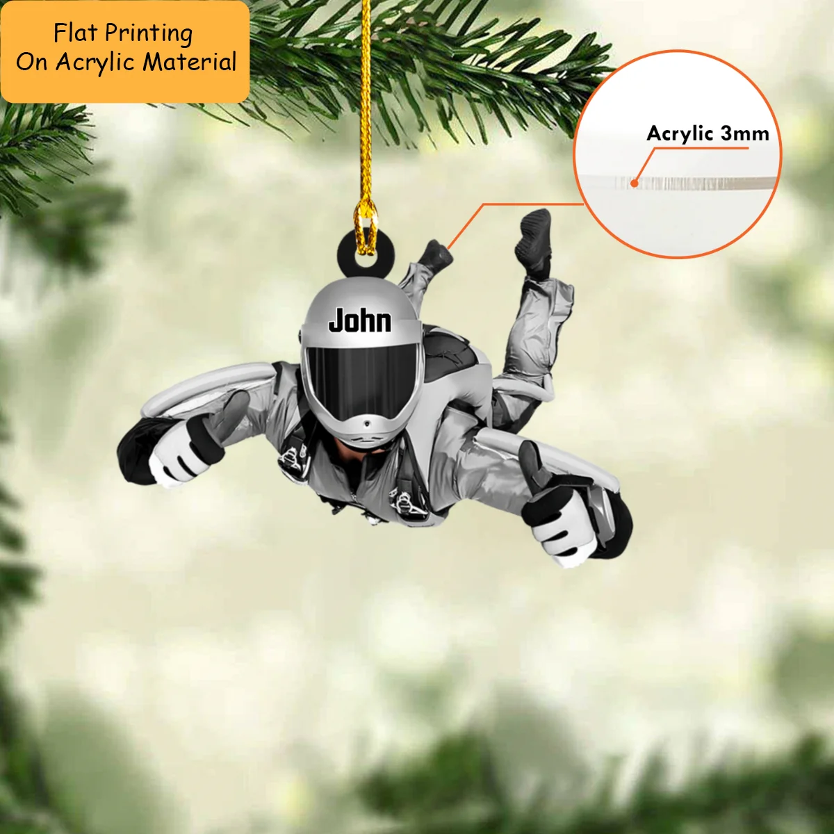 Personalized Skydiving Male Man Moment Flat Acrylic Ornament, Meaningful Ornament Gifts For Skydiving Extreme Sports Lover - Image 3