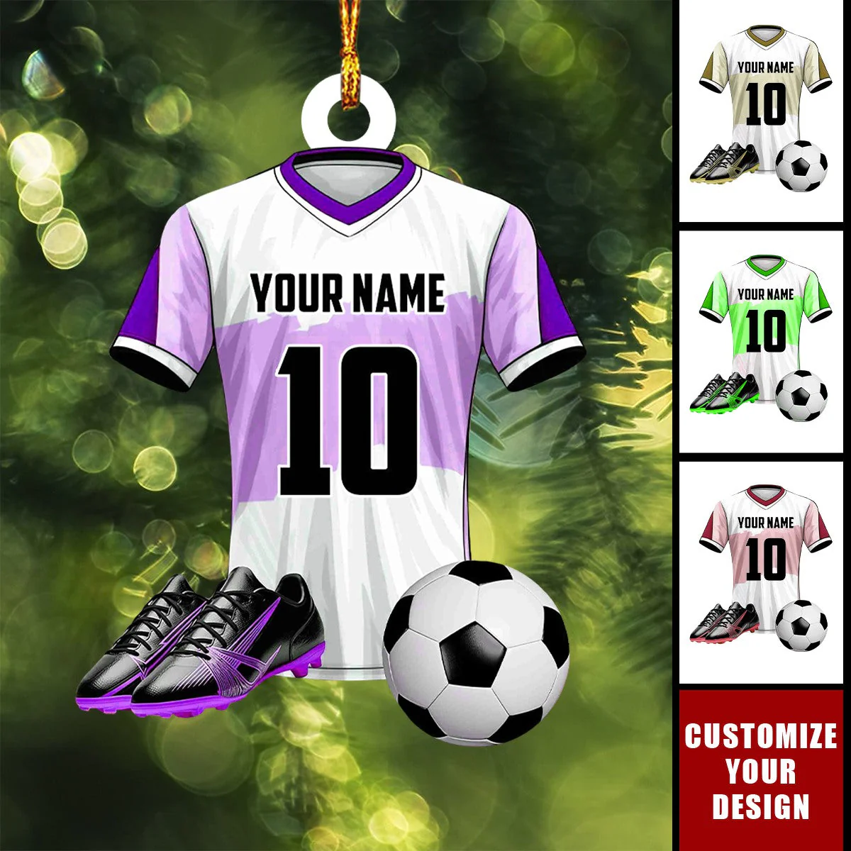 Personalized Soccer Gear Equipment Flat Acrylic Ornament, Meaningful Ornament Gift For Soccer Player, Son, Daughter - Image 2