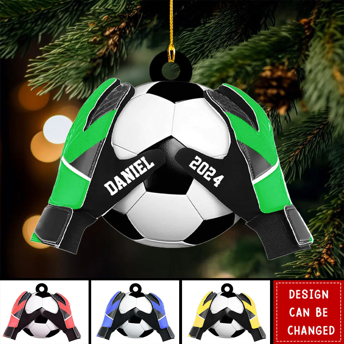 Personalized Soccer Goalkeeper Gloves Flat Acrylic Ornament, Meaningful Ornament Gift For Goalkeeper Soccer Lovers - Image 2