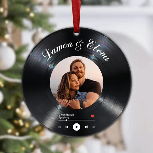 Personalized Song With Photo Aluminum Ornament, Custom Couple Photo Aluminum Ornament - Best Gift For Lovers, Couple, Music Lovers, Birthday Gift - Image 2