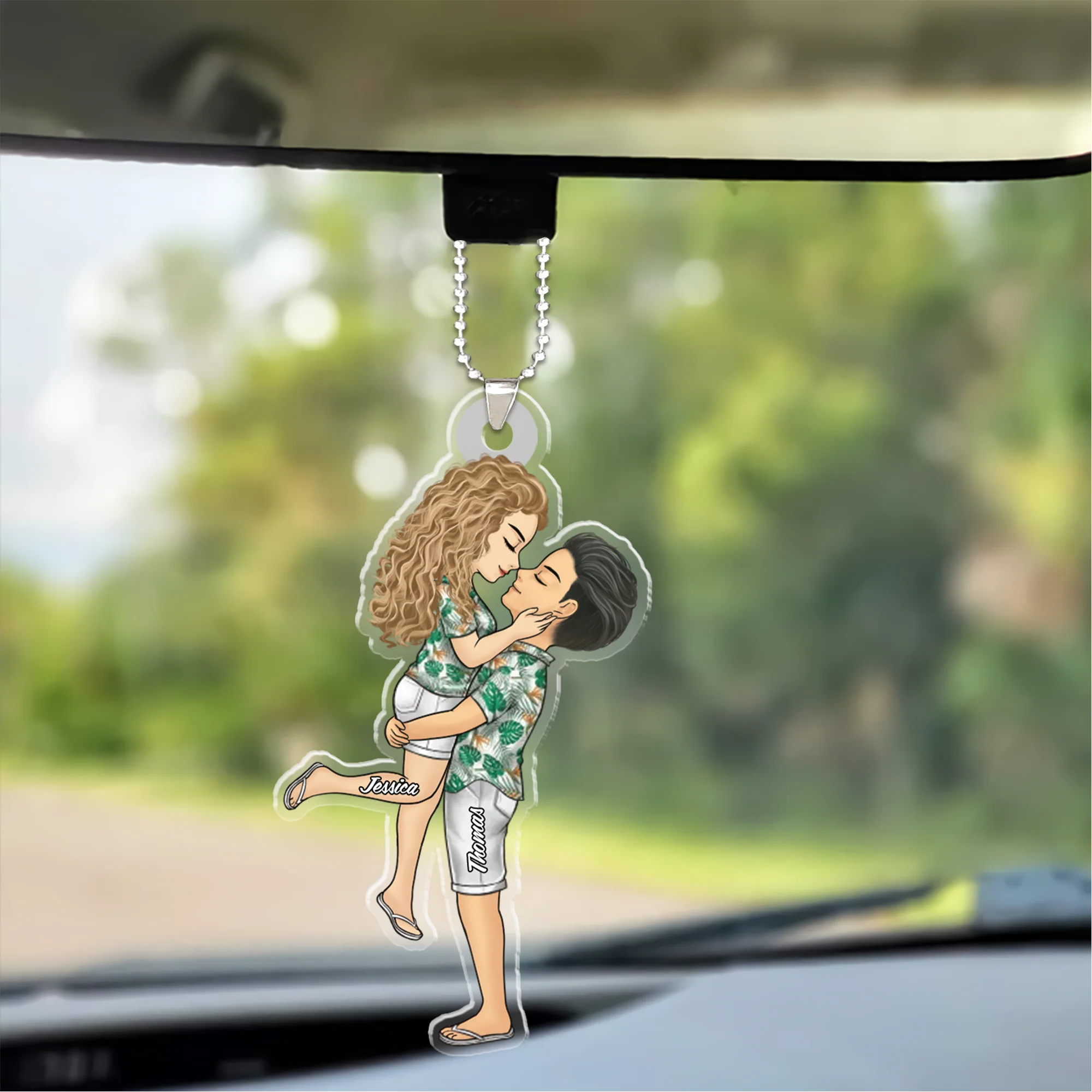 Personalized Beach Couple Hugging Noses Touching Ornament, Couple Hugging Ornament, Couples Ornament, Anniversary Gift - Image 3