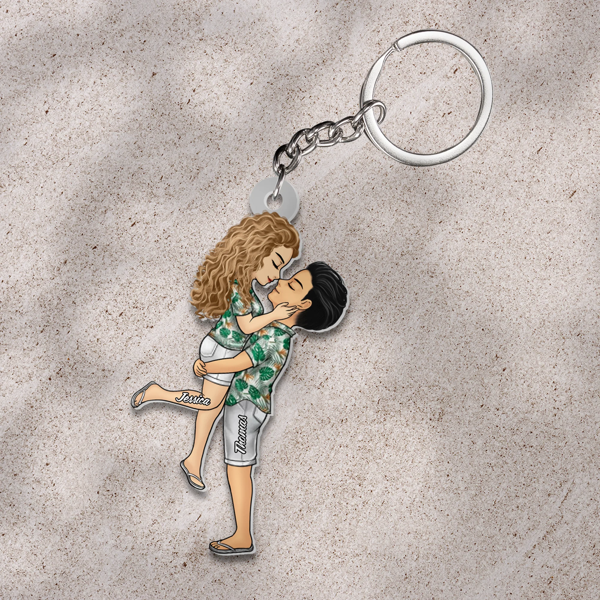 Personalized Beach Couple Hugging Noses Touching Ornament, Couple Hugging Ornament, Couples Ornament, Anniversary Gift - Image 4