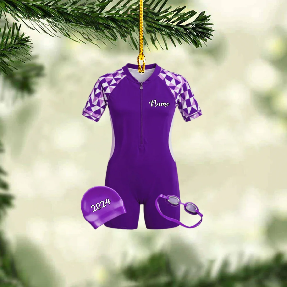 Personalized Swimming Gear Flat Acrylic Ornament, Meaningful Christmas Ornament Gifts For Son, Grandson, Family, Friends - Image 4