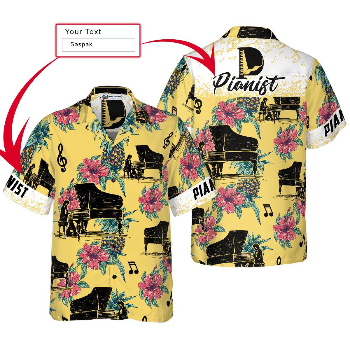 Piano Hawaiian Shirt Custom, Pianist Pineapple Seamless Pattern Hawaiian Shirt, Pineapple Aloha Hawaiian Shirt - Gift For Men, Women, Friend, Family