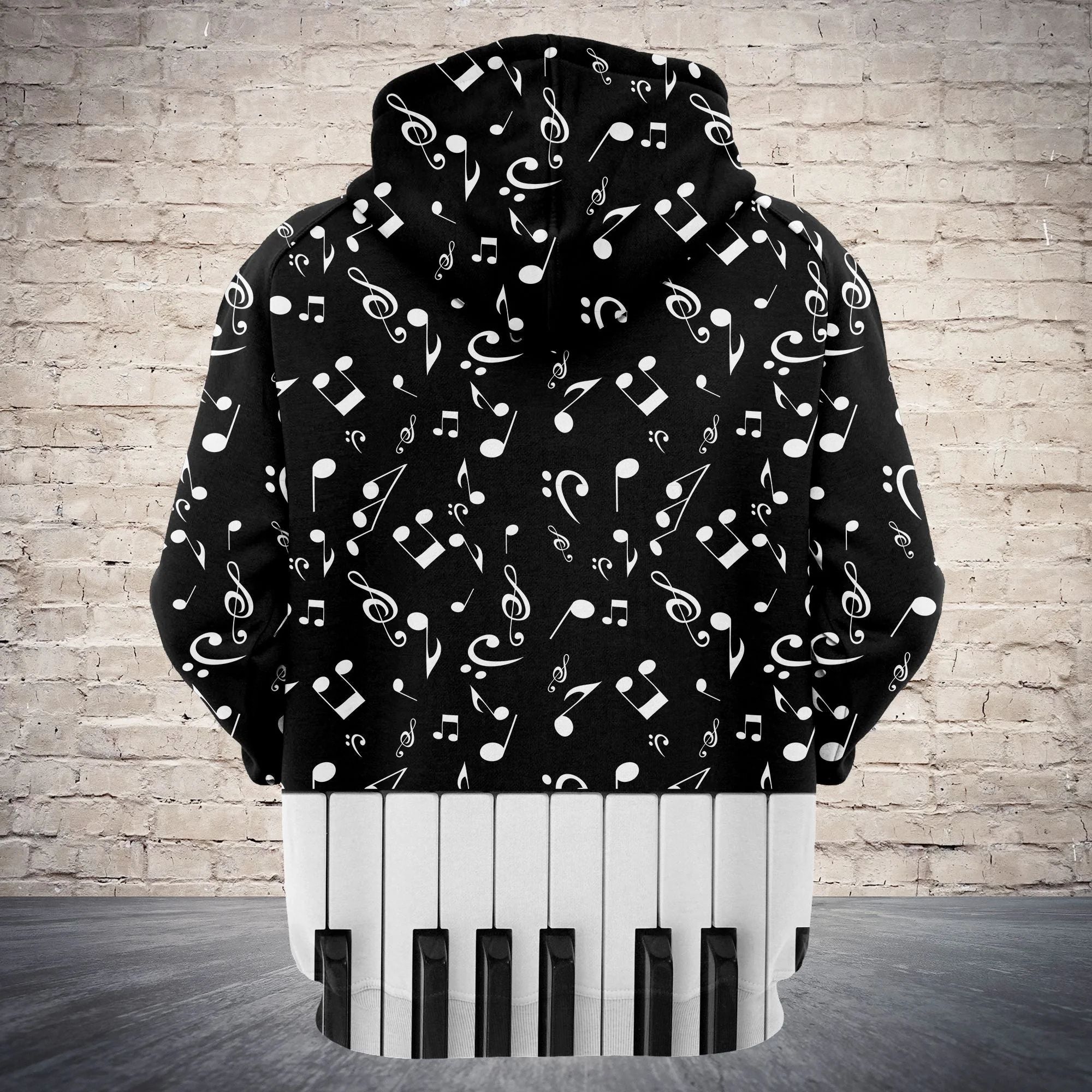 Piano Music Notes Pattern Pullover Premium Hoodie, Perfect Outfit For Men And Women On Christmas New Year Autumn Winter - Image 3