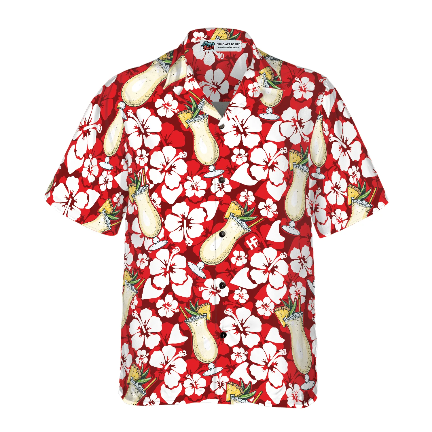 Pina Colada Cocktail Pattern Aloha Hawaiian Shirt For Summer, Colorful Hawaiian Shirt Outfit For Men Women, Gift For Friend, Team, Family - Image 2
