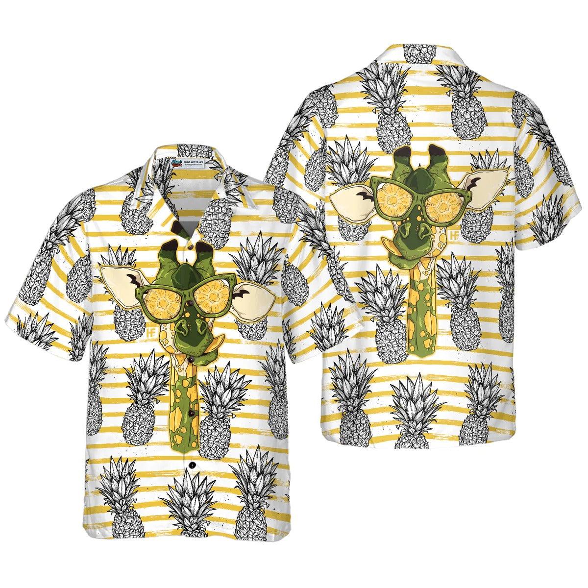 Pineapple And Giraffe Hawaiian Shirt, Giraffe Hawaiian Shirt, Tropical Pineapple Aloha Shirt, - Perfect Gift For Men, Women, Friend, Family