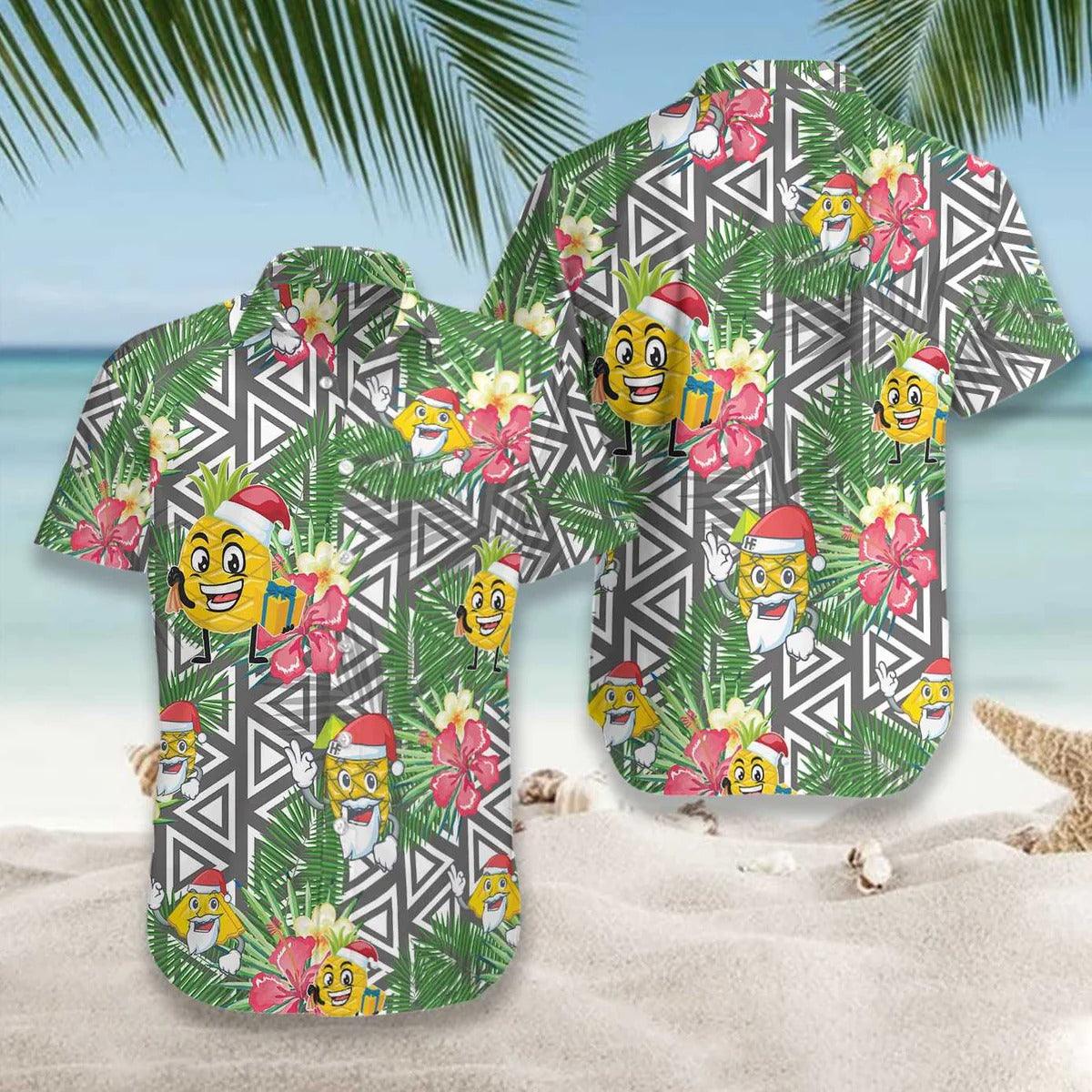 Pineapple Face Santa Claus Hawaiian Shirt, Face Santa Claus Hawaiian Shirt, Pineapple Aloha Shirt - Perfect Gift For Men, Women, Friend, Family - Image 2