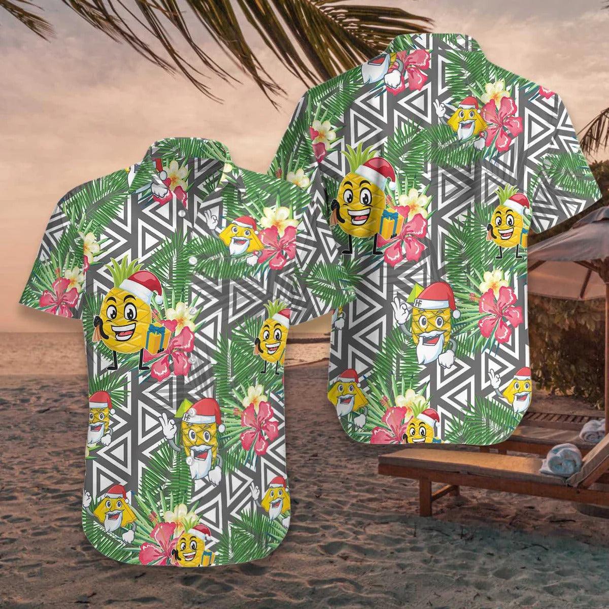Pineapple Face Santa Claus Hawaiian Shirt, Face Santa Claus Hawaiian Shirt, Pineapple Aloha Shirt - Perfect Gift For Men, Women, Friend, Family - Image 3