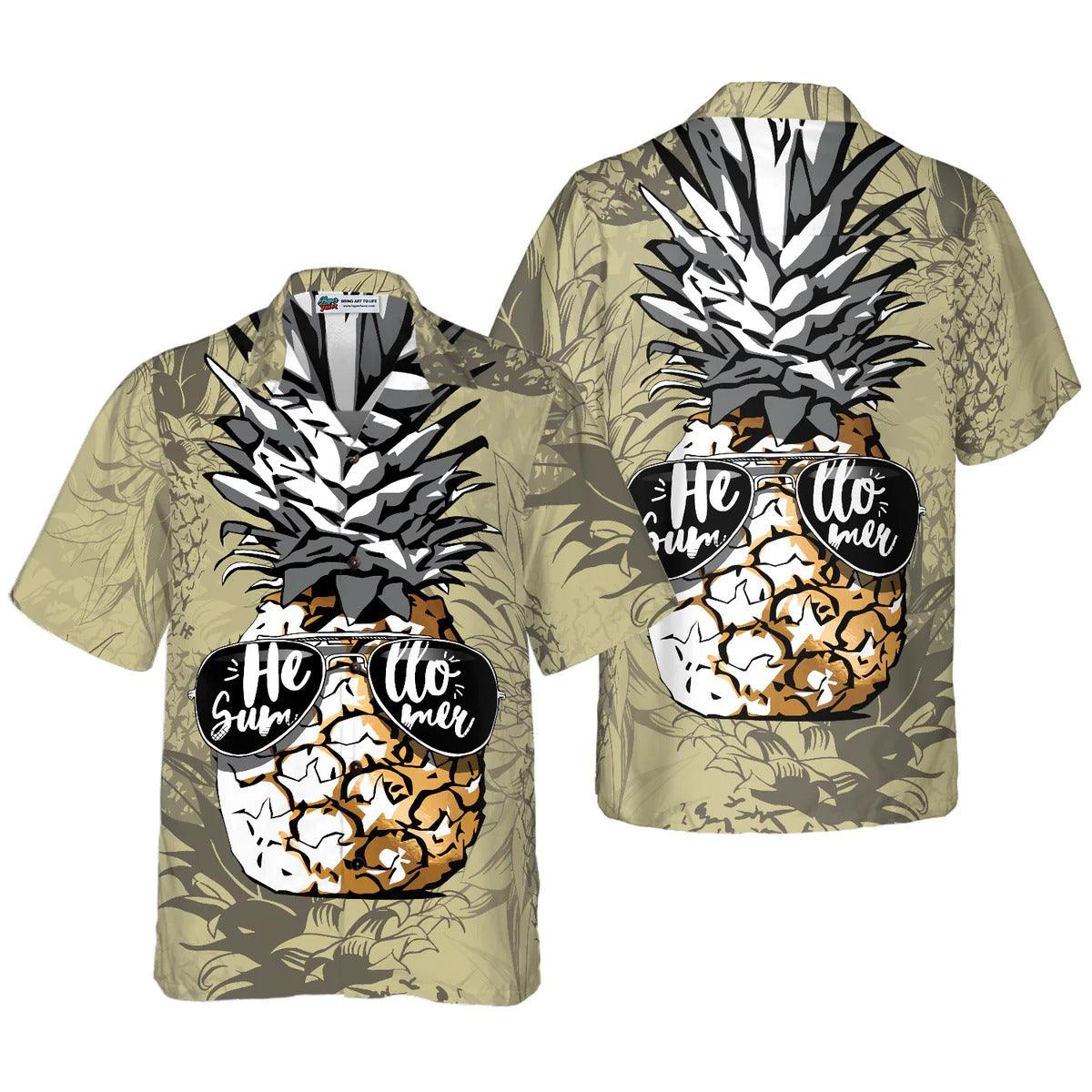 Pineapple Hawaiian Shirt, Hello Summer Hawaiian Shirt, Pineapple Summer Aloha Shirt For Men Women, Perfect Gift For Husband, Wife, Friend, Family