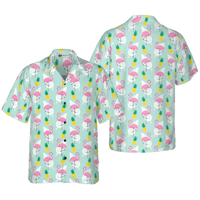 Pink Flamingo Hawaiian Shirt, Tropical Pineapple Aloha Shirt For Men And Women - Perfect Gift For Husband, Boyfriend, Friend, Family