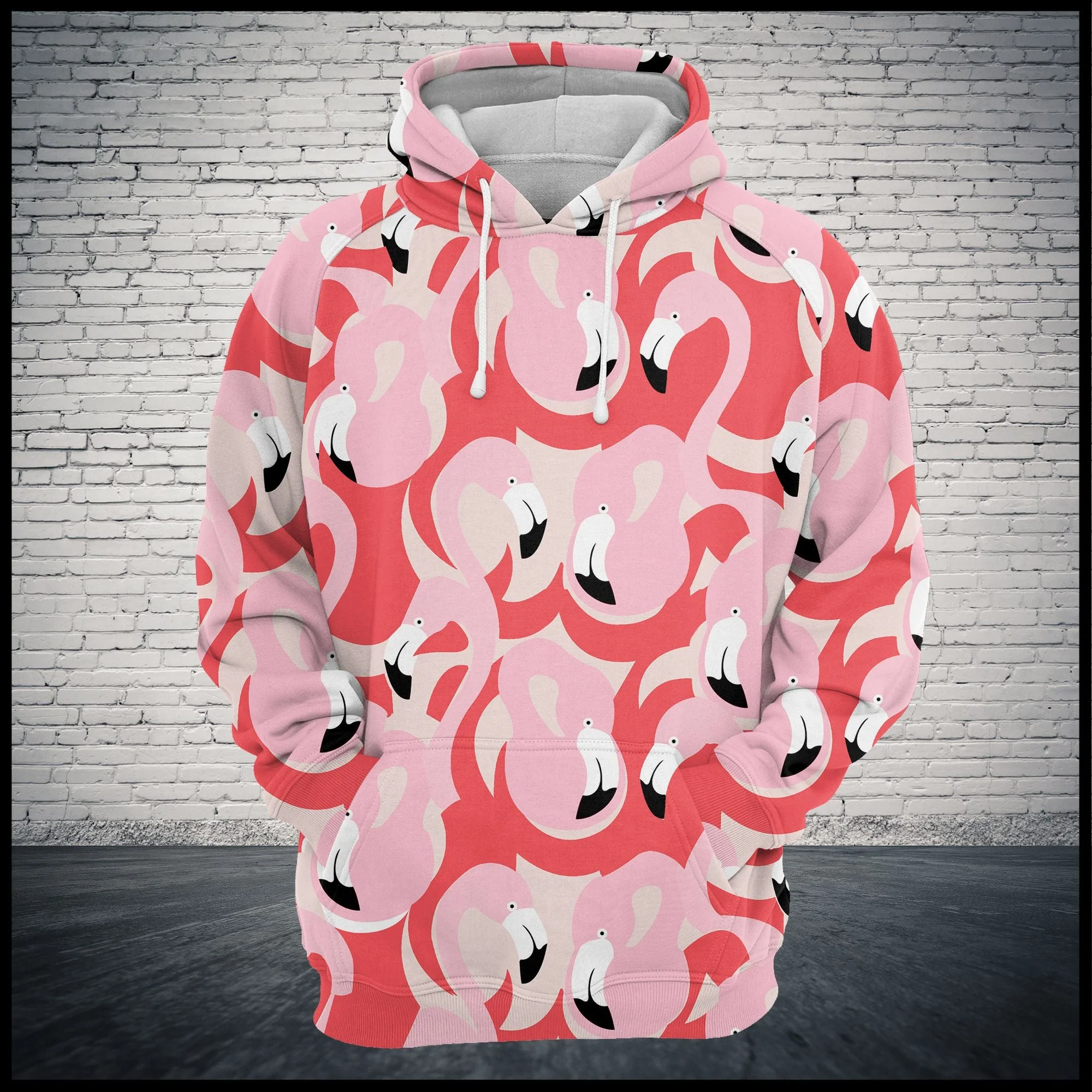 Pink Flamingo Pullover Premium Hoodie, Perfect Outfit For Men And Women On Christmas New Year Autumn Winter - Image 2