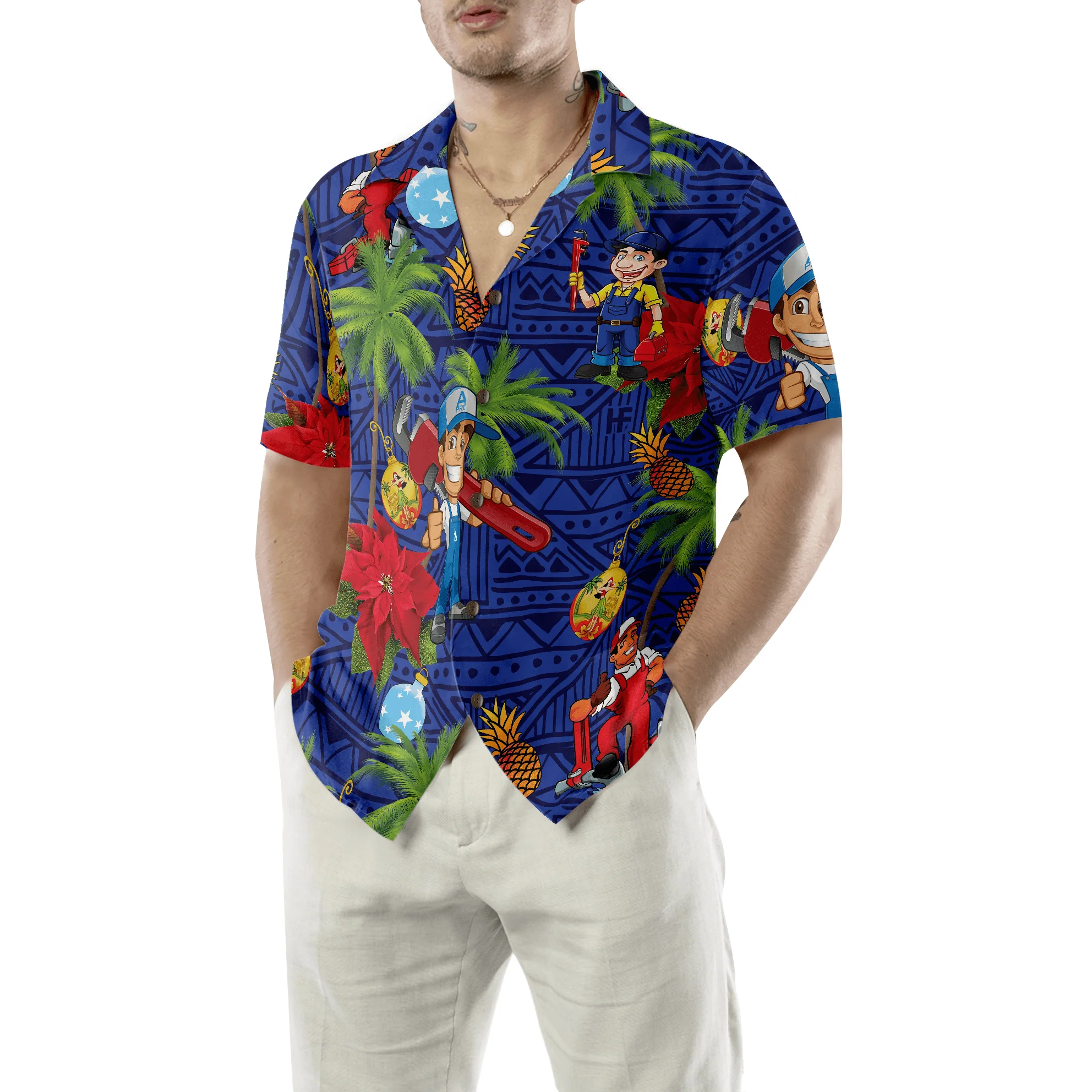 Pipefitter Hawaiian Shirt, Pipefitter Proud, Tropical Palm Tree Aloha Shirt For Men - Perfect Gift For Pipefitter, Husband, Boyfriend, Friend, Family - Image 5