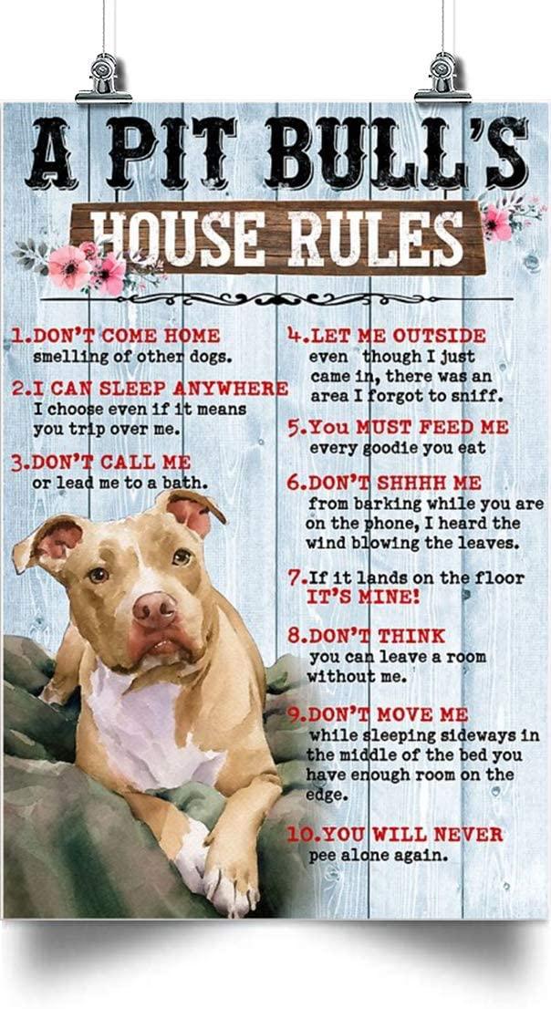 Pit Bull Portrait Canvas - A Pit Bull's House Rules - Gift For Family, Friends, Dog Lovers, Pit Bull Lovers - Image 3