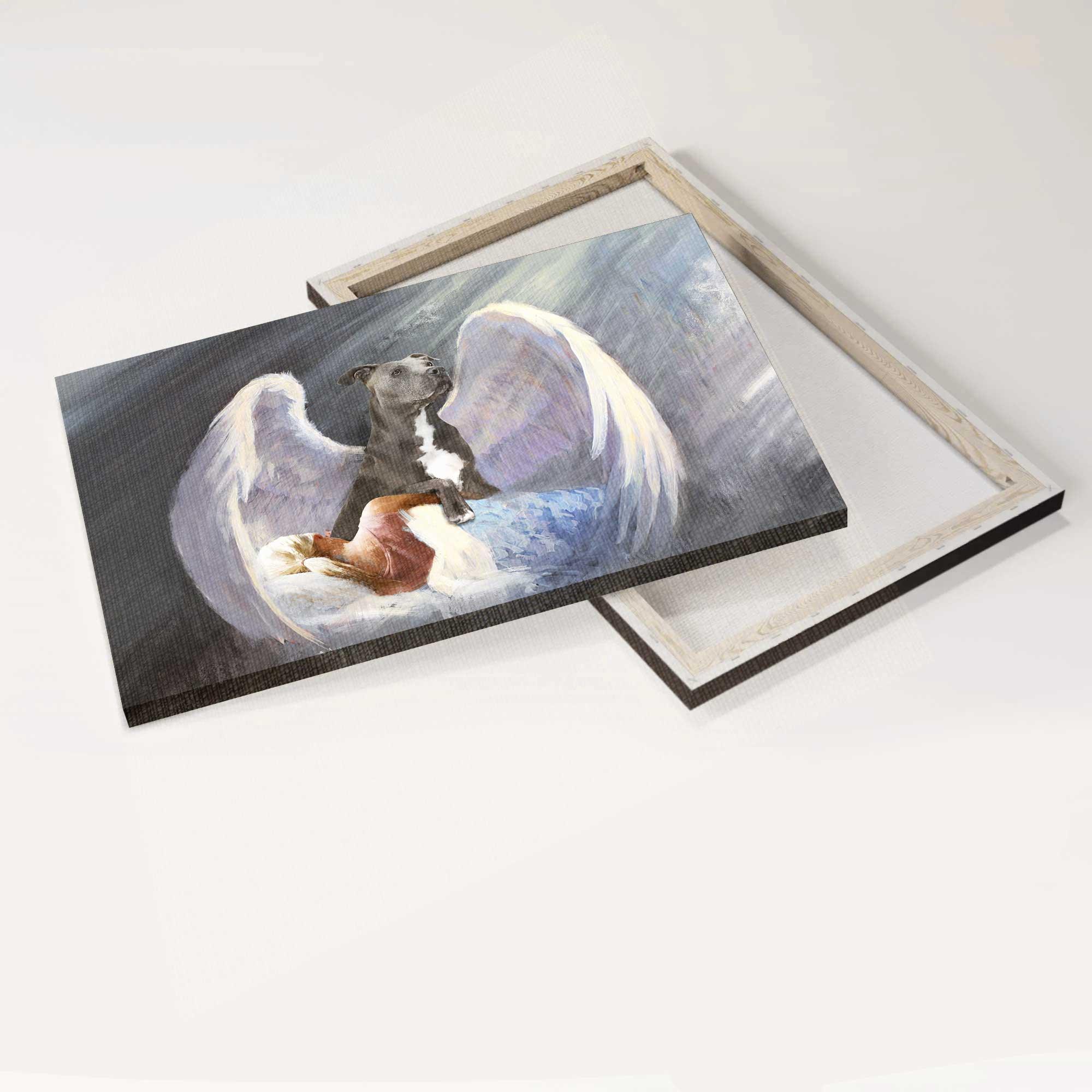 Pit Bull Premium Wrapped Landscape Canvas - Pit Bull, Sleeping Girl, Beautiful Wings, I'll Protect You - Perfect Gift For Pit Bull Lovers - Image 2