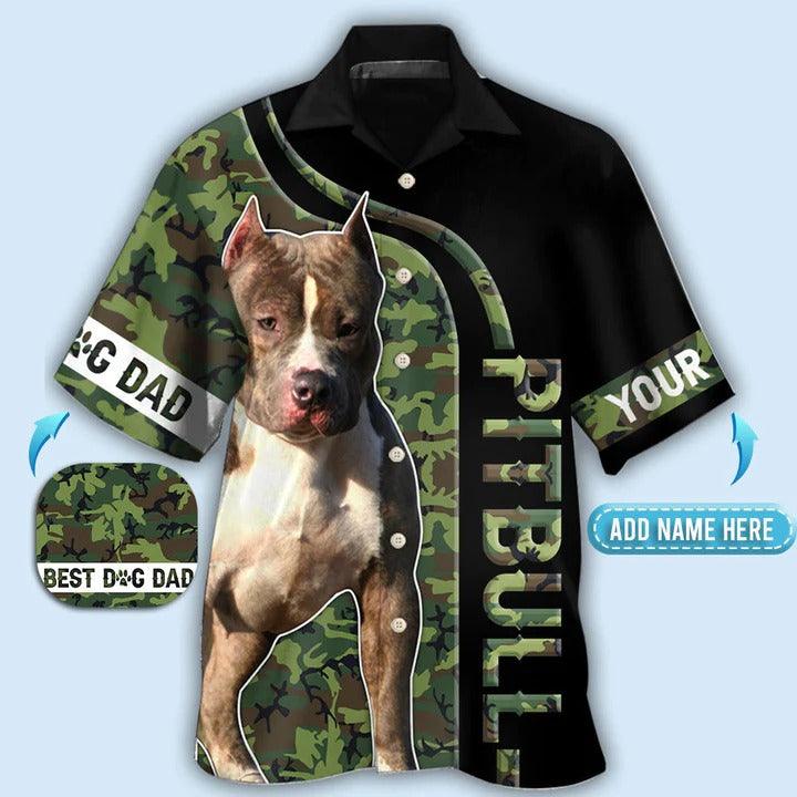 Pitbull Custom Aloha Hawaii Shirt - Custom Name Camo Best Dog Dad Personalized Hawaiian Shirt For Summer - Perfect Gift For Dog Lovers, Friend, Family - Image 2
