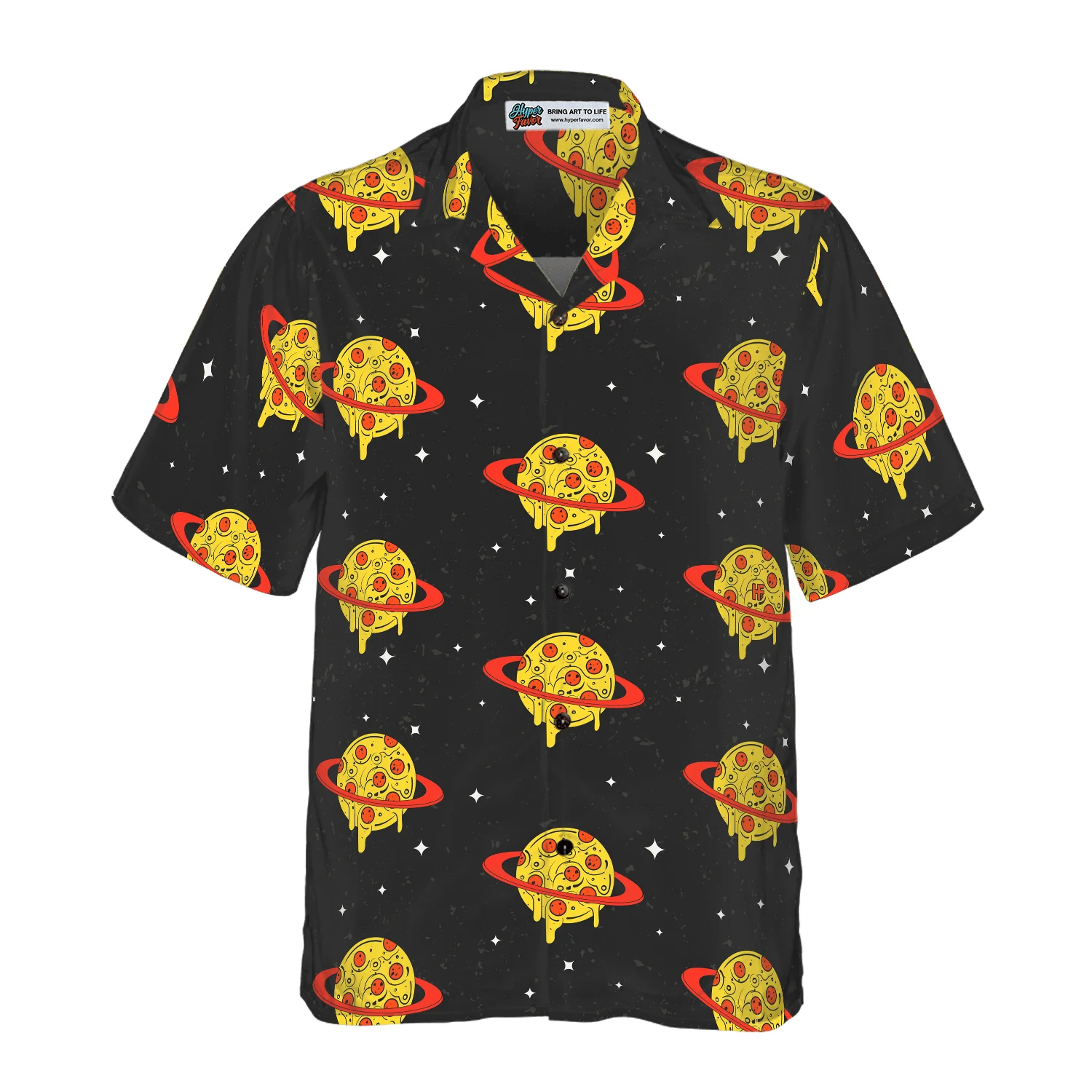 Pizza Planets Pattern Hawaiian Shirt, Colorful Summer Aloha Shirt For Men Women, Perfect Gift For Friend, Team, Pizza Lovers - Image 2