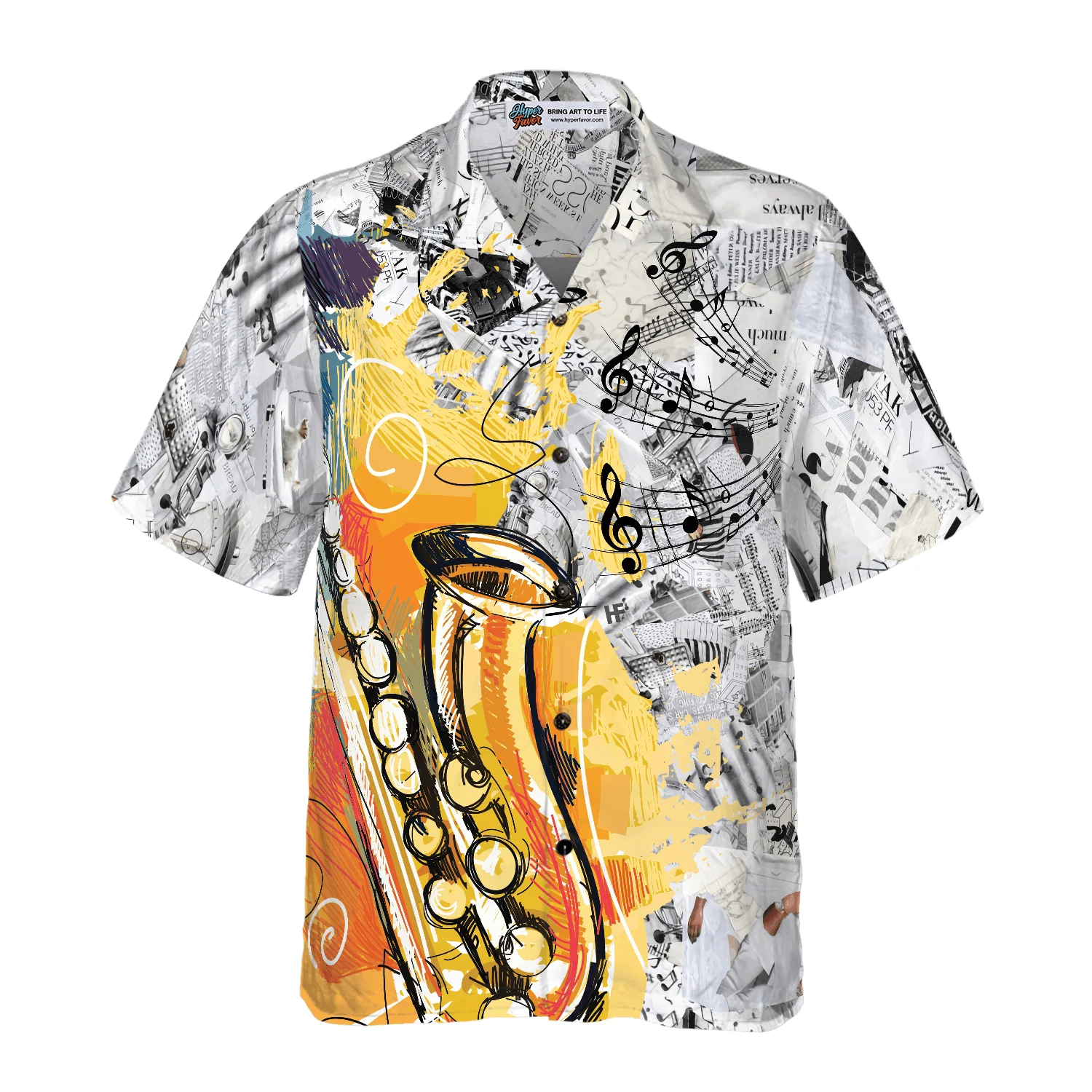 Play With Music Saxophone Aloha Hawaiian Shirt For Summer, Colorful Shirt For Men Women, Perfect Gift For Friend, Team, Family, Music Saxophone Lovers - Image 2