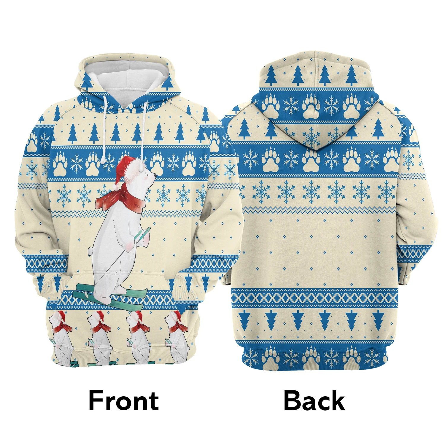 Polar Bear Skiing Pullover Premium Hoodie, Perfect Outfit For Men And Women On Christmas New Year Autumn Winter - Image 2