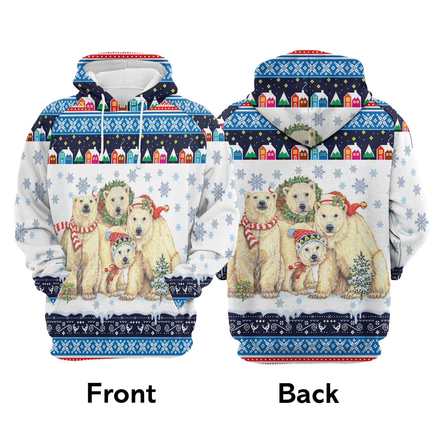 Polar Bears Christmas Pullover Premium Hoodie, Perfect Outfit For Men And Women On Christmas New Year Autumn Winter - Image 2