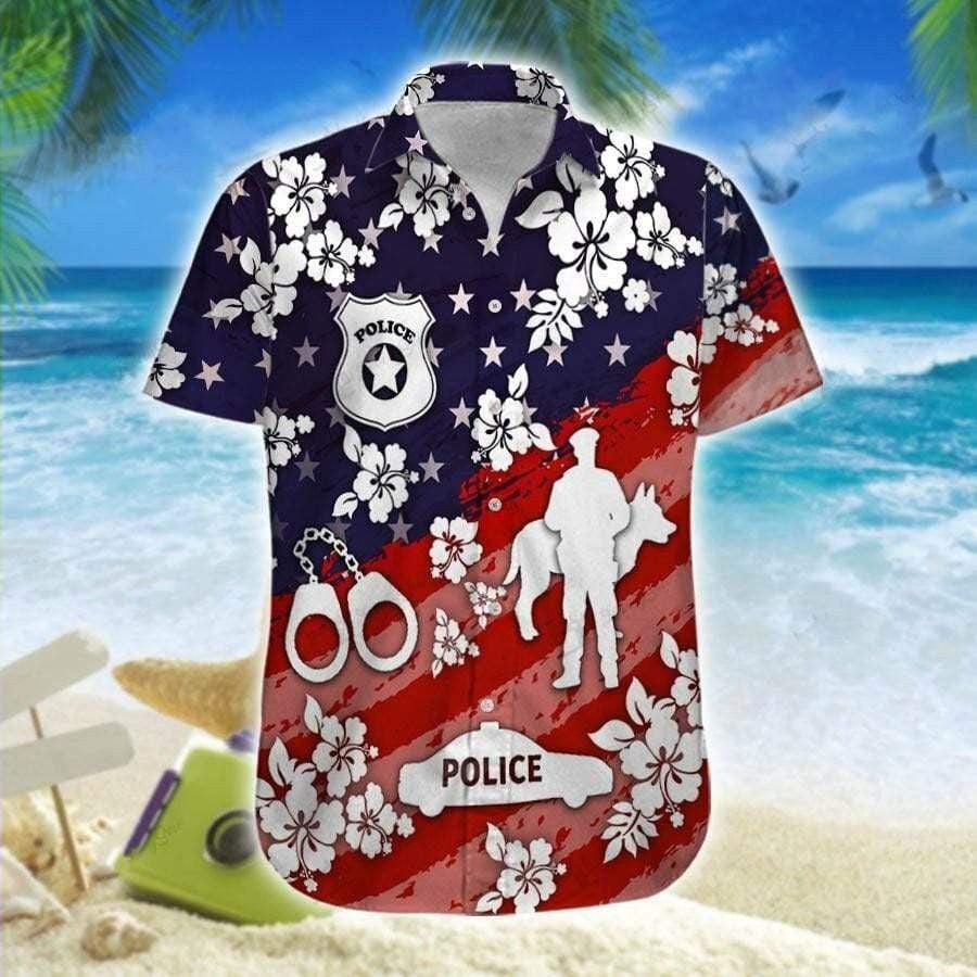 Police Hawaiian Shirt - Police Navy And Red Hawaiian Shirt - Perfect Gift For Friend, Family