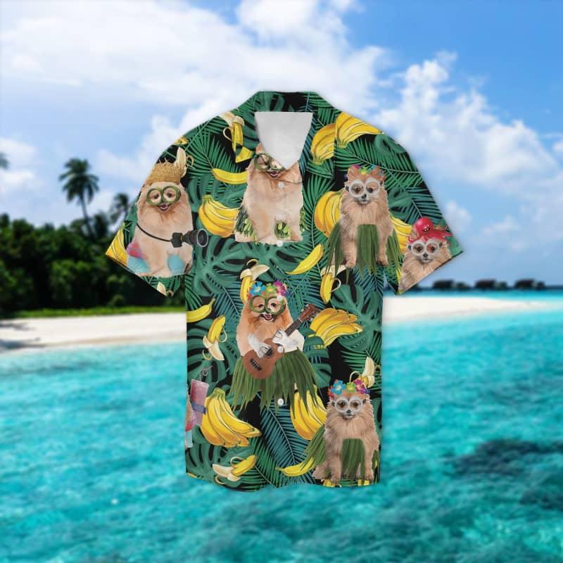 Pomeranian Hawaiian Shirt, Tropical Leaves Hawaiian Shirt For Men - Perfect Gift For Pomeranian Lovers, Husband, Boyfriend, Friend, Family - Image 2