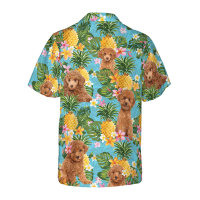 Poodle Hawaiian Shirt, Pineapple Poodle Lover Aloha Shirt For Men - Perfect Gift For Poodle Lovers, Husband, Boyfriend, Friend, Family - Image 3