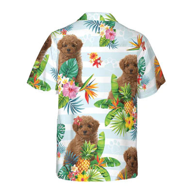 Poodle Hawaiian Shirt, Tropical Flower With Poodle Aloha Shirt For Men - Perfect Gift For Poodle Lovers, Husband, Boyfriend, Friend, Family - Image 3