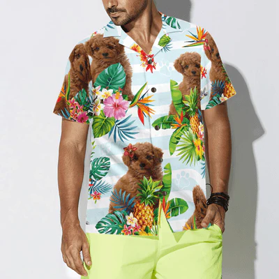 Poodle Hawaiian Shirt, Tropical Flower With Poodle Aloha Shirt For Men - Perfect Gift For Poodle Lovers, Husband, Boyfriend, Friend, Family - Image 5