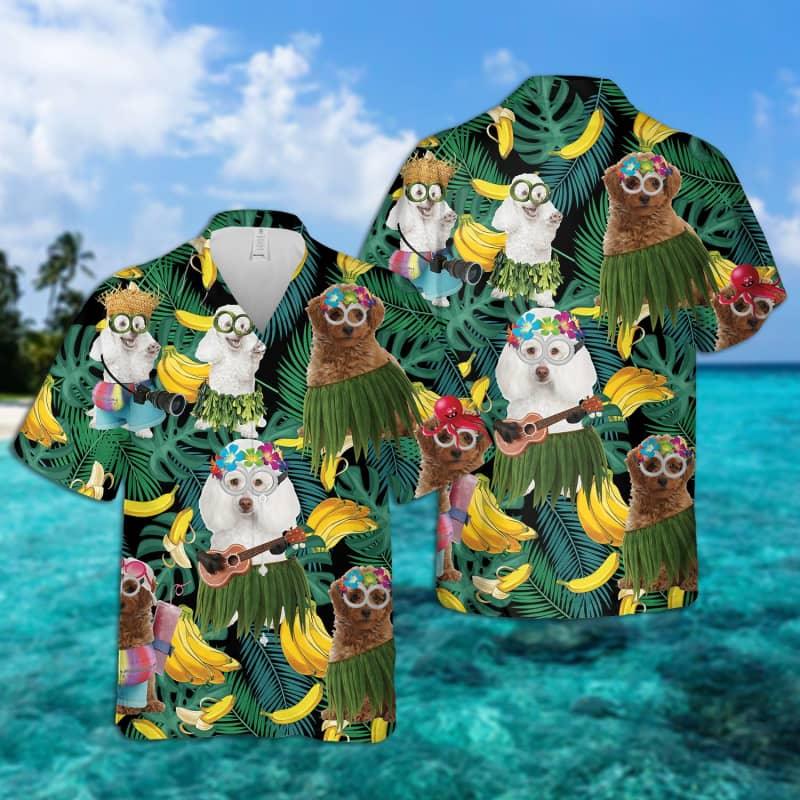 Poodle Hawaiian Shirt, Tropical Summer Leaves Hawaiian Shirt For Men - Perfect Gift For Poodle Lovers, Husband, Boyfriend, Friend, Family