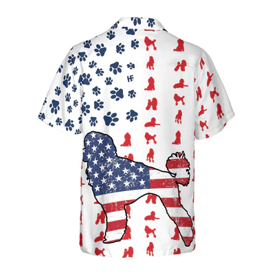 Poodles American Flag Hawaiian Shirt, Cute Poodles Aloha Shirt For Men - Perfect Gift For Poodles Lovers, Husband, Boyfriend, Friend, Family - Image 3