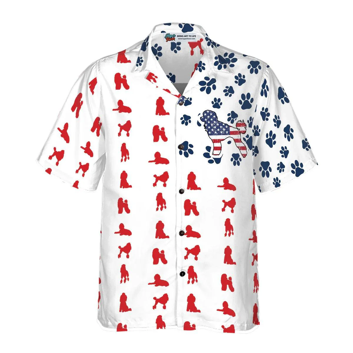 Poodles American Flag Hawaiian Shirt - Perfect Gift For Poodle Lover, Friend, Family - Image 3