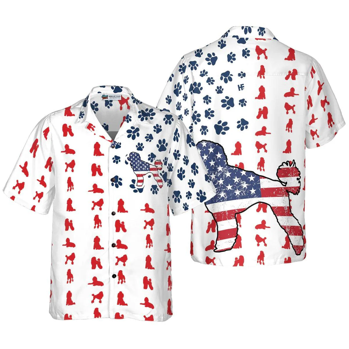 Poodles American Flag Hawaiian Shirt - Perfect Gift For Poodle Lover, Friend, Family - Image 5