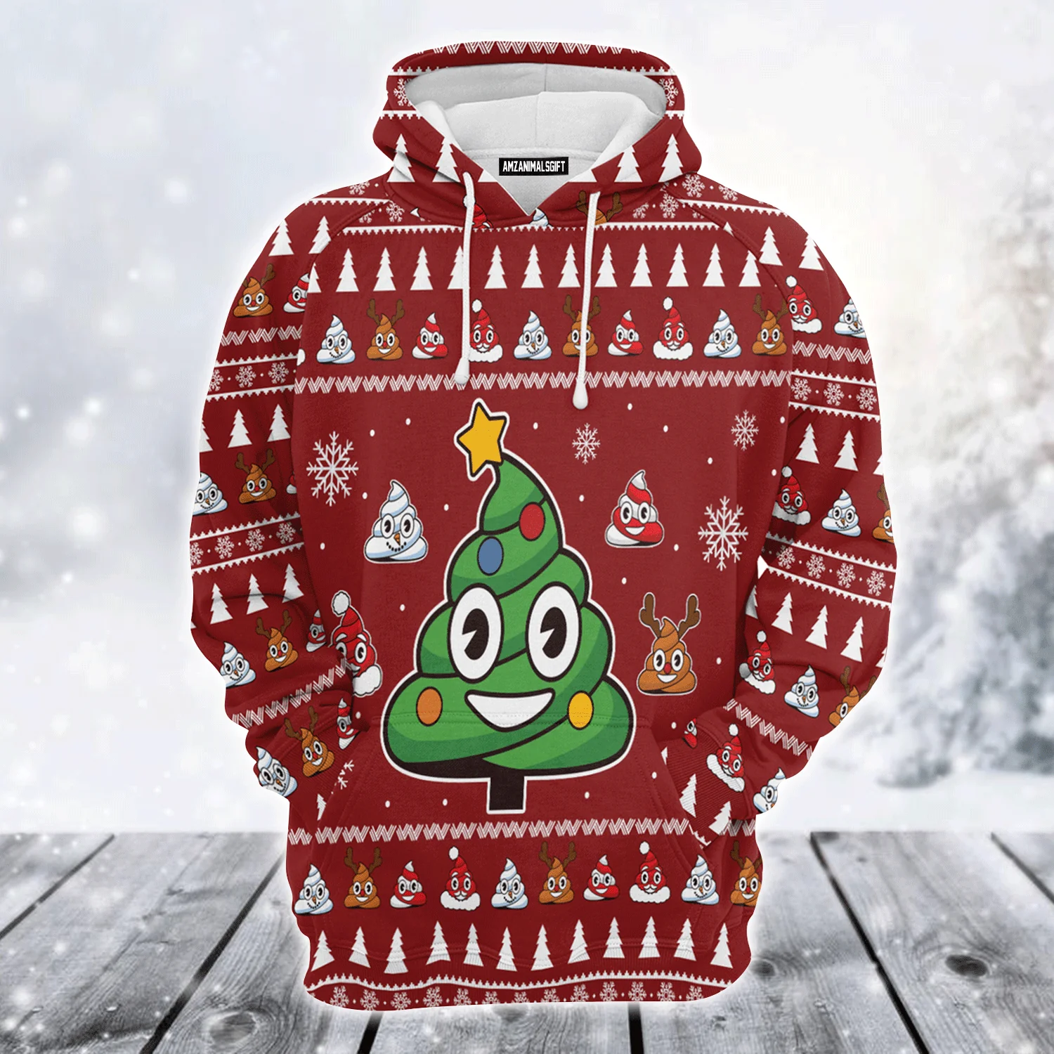Poop Premium Christmas Hoodie, Poop Christmas Tree Unisex Hoodie For Men & Women - Perfect Gift For Christmas, Family