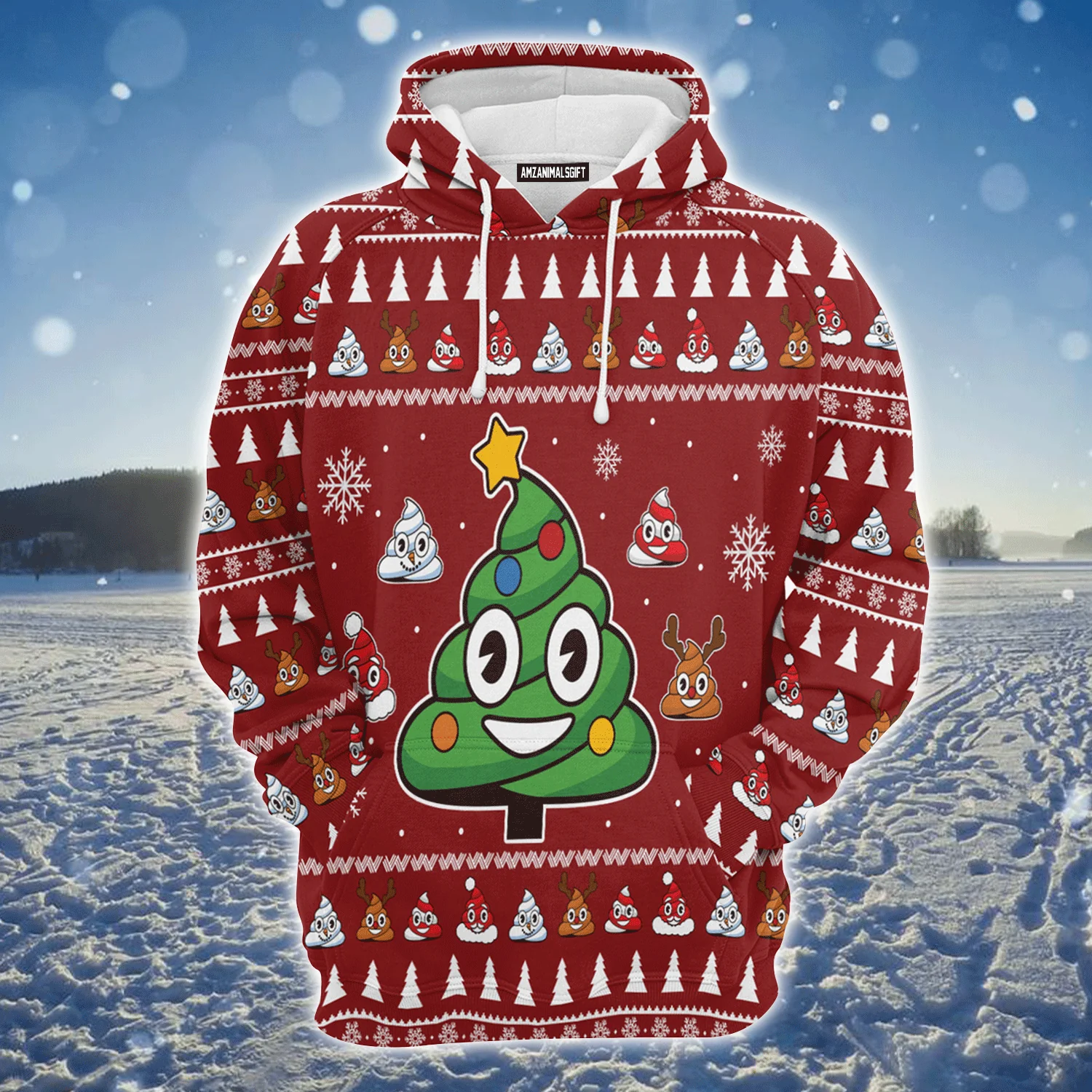 Poop Premium Christmas Hoodie, Poop Christmas Tree Unisex Hoodie For Men & Women - Perfect Gift For Christmas, Family - Image 2