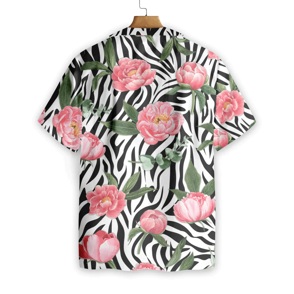 Poppy Hawaiian Shirt, Peony Zebra Watercolor Painting Art Hawaiian Shirt - Perfect Gift For Zebra Lovers, Husband, Boyfriend, Friend, Family - Image 2