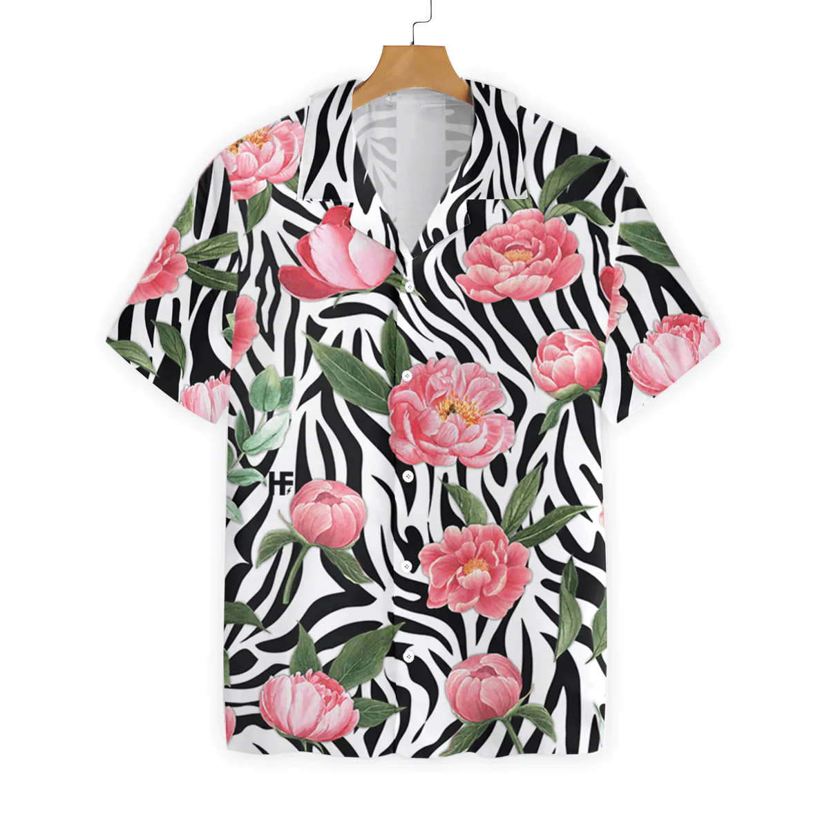 Poppy Hawaiian Shirt, Peony Zebra Watercolor Painting Art Hawaiian Shirt - Perfect Gift For Zebra Lovers, Husband, Boyfriend, Friend, Family - Image 3
