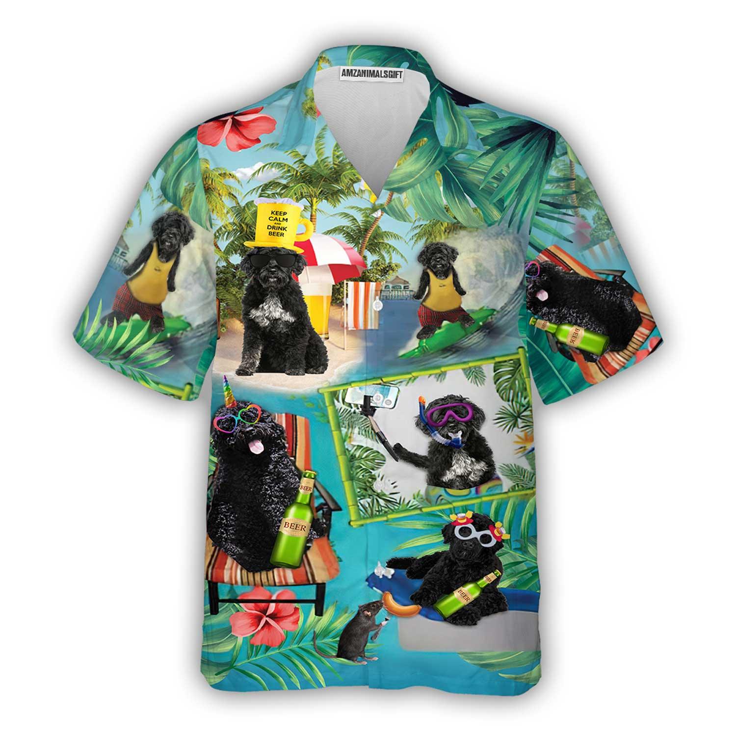 Portuguese Water Dog Hawaiian Shirt, Dog Surfing Aloha Shirt For Men - Perfect Gift For Portuguese Water Dog Lover, Husband, Boyfriend, Friend, Family - Image 3