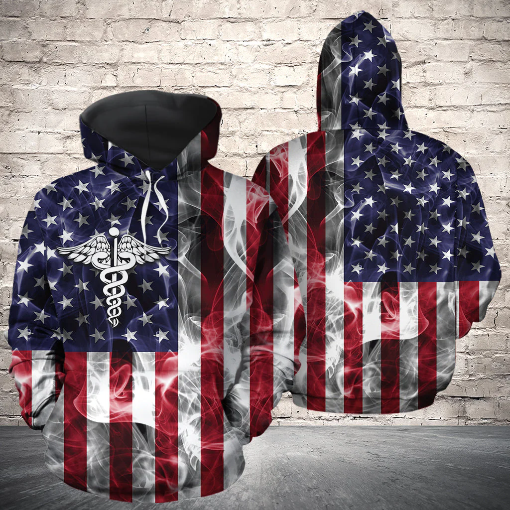 Proud American Nurse Pullover Premium Hoodie, Perfect Outfit For Men And Women On Christmas New Year Autumn Winter G51113 - All Over Print Unisex Hoodie